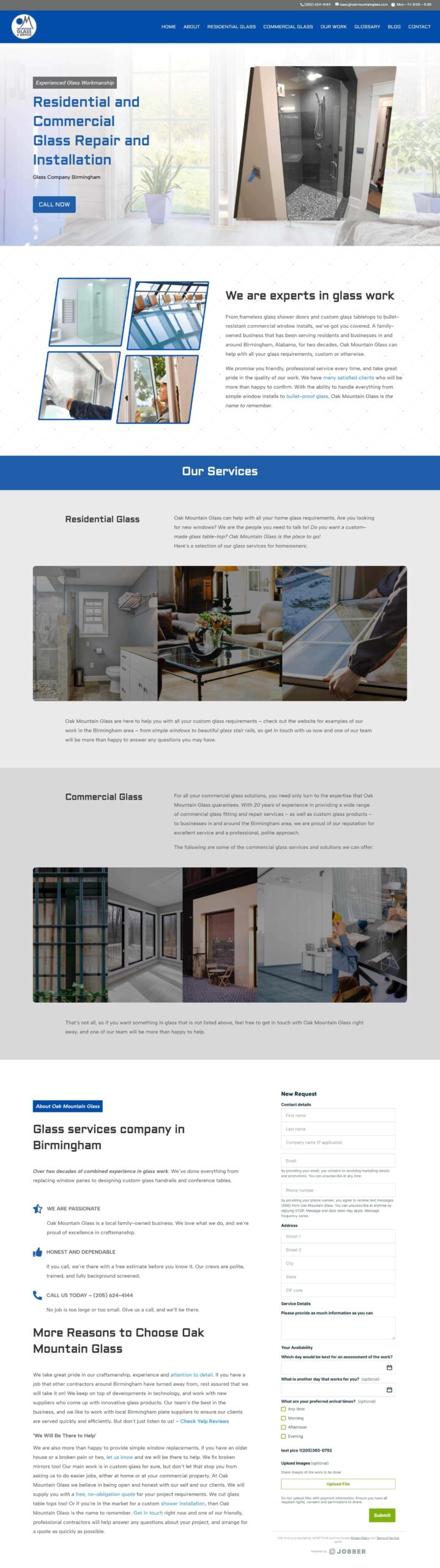 Glass Company Website Example