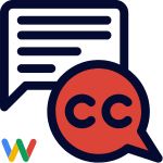 a logo of a chat bubble representing closed captions