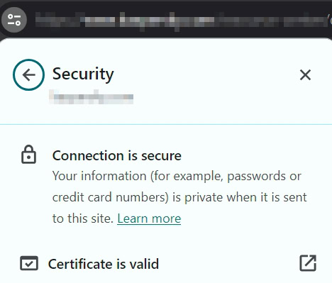 SSL certificate in the browser tab