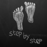 a chalk drawing of two feet