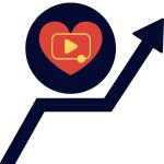 a heart with a video player logo