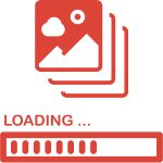 a red loading bar with a picture